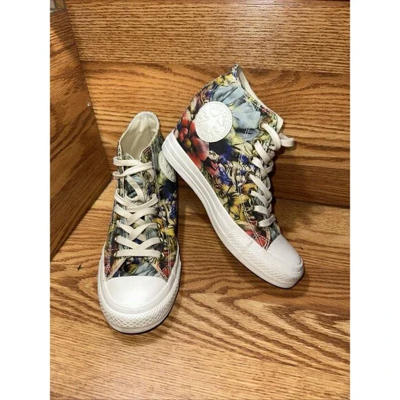 Converse Chuck Taylor All Star Lux Hi Floral Hidden Heel Wedge Women EUC